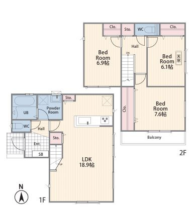 【間取り】 | 厚木市恩名2丁目　新築分譲住宅　全2棟