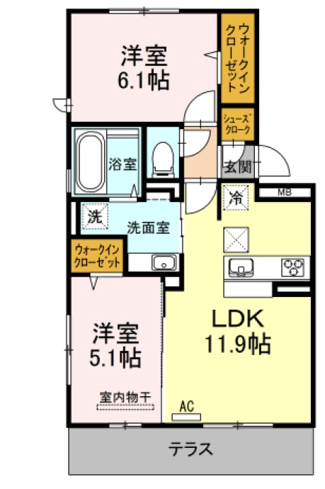 D-roomパークサイド吉塚(ディールームパークサイド吉塚)の間取り|使いやすい間取りです。