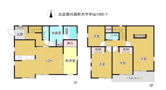 比企郡川島町中山中古戸建の間取り