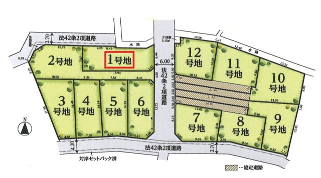 所沢市山口・全12区画　建築条件付土地　1号地の区画図|【全12区画・1号地】
土地40.7坪、西武池袋線・狭山線「西所沢駅」徒歩10分♪