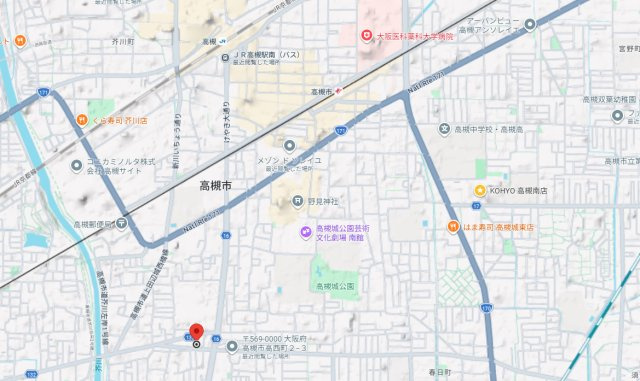 高槻市庄所町の賃貸マンションの地図