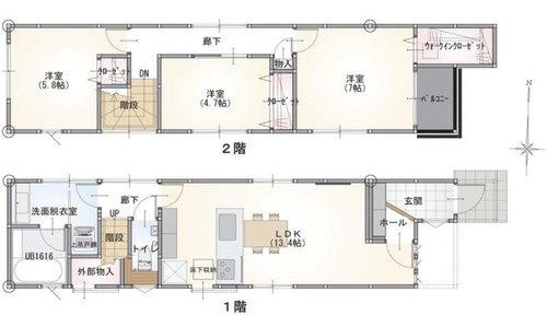 府中町浜田2丁目 No.2の間取り|3680万円、3LDK、土地面積75.29m2、建物面積84.94m2、車1台駐車可能