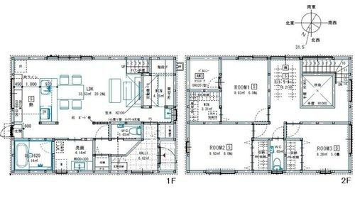 宮島口上1丁目 No.1の間取り|4180万円、3LDK、土地面積200.38m2、建物面積107.67m2、並列2台駐車可能