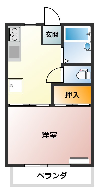 ハイツ足立の間取り|キッチンの広めな1Kのお部屋♪