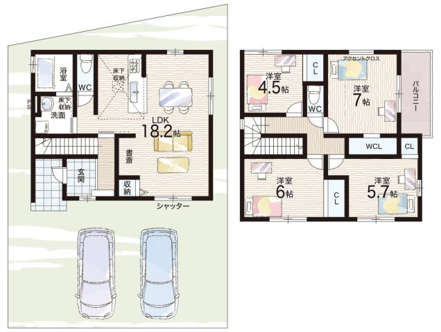 ★草津市木川町　第1期　新築一戸建ての間取り|1号地
