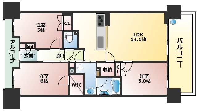 リアラス明石西新町の間取り