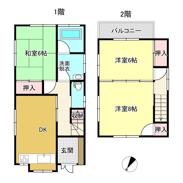 26/8/5商談中　賃貸戸建　高山市新宮町　6.5万（6/7/28NEW）の間取り