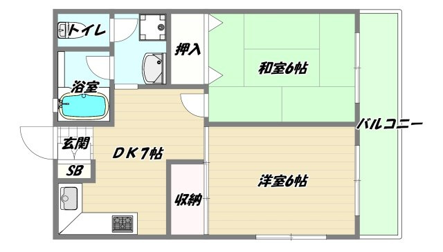大阪市東淀川区西淡路５丁目の賃貸マンションの間取り