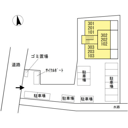 熊本市南区平田１丁目のアパートの区画図