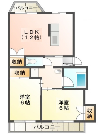 徳島市上助任町蛭子の賃貸マンションの間取り