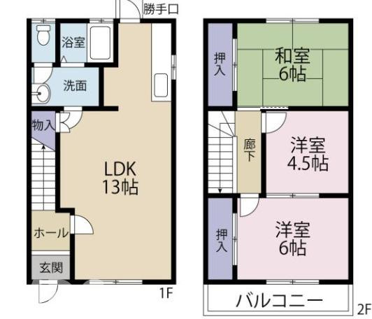 徳島市南沖洲１丁目の一戸建ての間取り