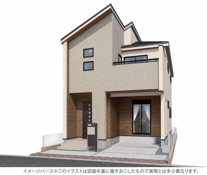 新築／入間郡三芳町藤久保の外観パース|外観パースはイメージです。