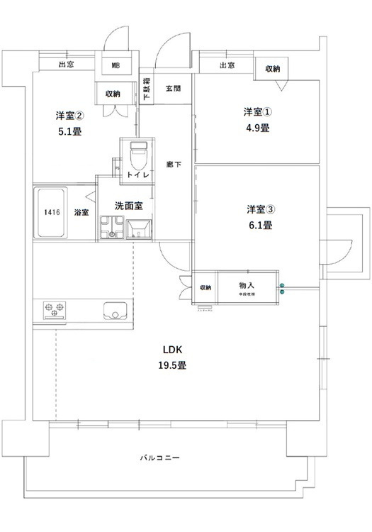 イーストヒルズ矢野弐番館 803の間取り|間取図