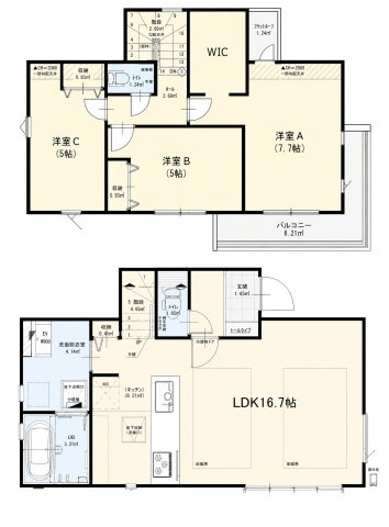 西武新宿線 田無駅 10分 新築戸建 西東京市向台町2丁目の間取り