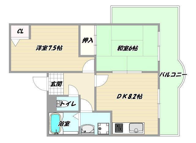 大阪市淀川区東三国６丁目の賃貸マンションの間取り