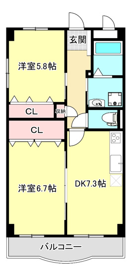 【間取り】 | ラシュレ・ウエスト六甲