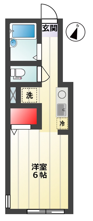 間取図です。１０１号室は中部屋ですが２面窓があります！