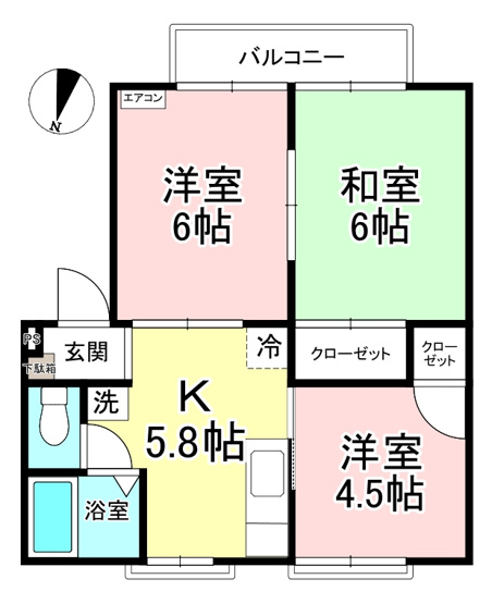 【間取り】 | パーラメントⅡ | 和室と洋室のある3Kタイプ☆小さなお子様がいるファミリーさんにも良いですね！