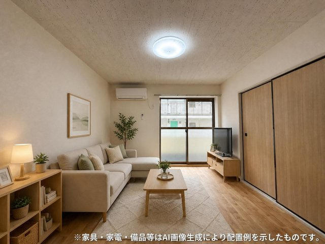 【洋室】 | パーラメントⅡ | 南向き洋室6帖☆バルコニーに繋がるお部屋です！エアコン付きで1年中快適に過ごせますね☆