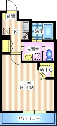 コート　マグノリアの間取り|角部屋　広々した洋室８．４帖