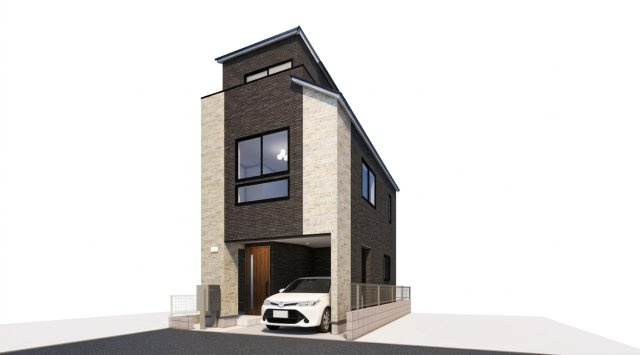 北区上十条4丁目 限定1区画の完成予想図|【　建物参考プラン　外観パース　】
建物面積81.96m2　3階建　3LDK　ビルトインガレージ付
建物参考価格2270万円