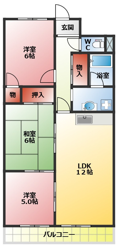 プラウクリエイトの間取り|３ＬＤＫの間取り