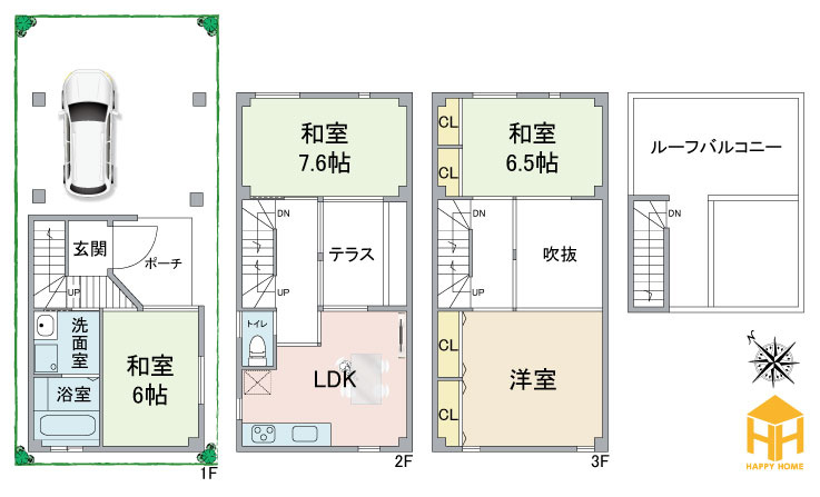 大阪市淀川区加島3丁目中古一戸建て｜4LDK＋駐車1台可の間取り|※現況と図面が異なる場合現況を優先いたします。