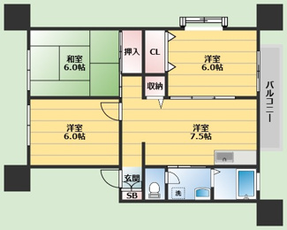 【間取り】 | サンシャイン緑丘 C