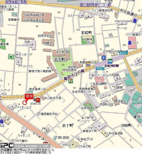 プレール新宿余丁町の地図