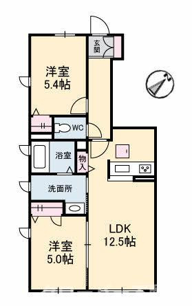 プロヌーブ生野原 B棟の間取り