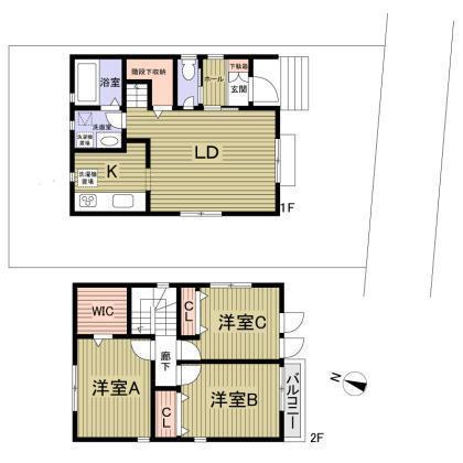 柏原市国分本町戸建貸家の間取り