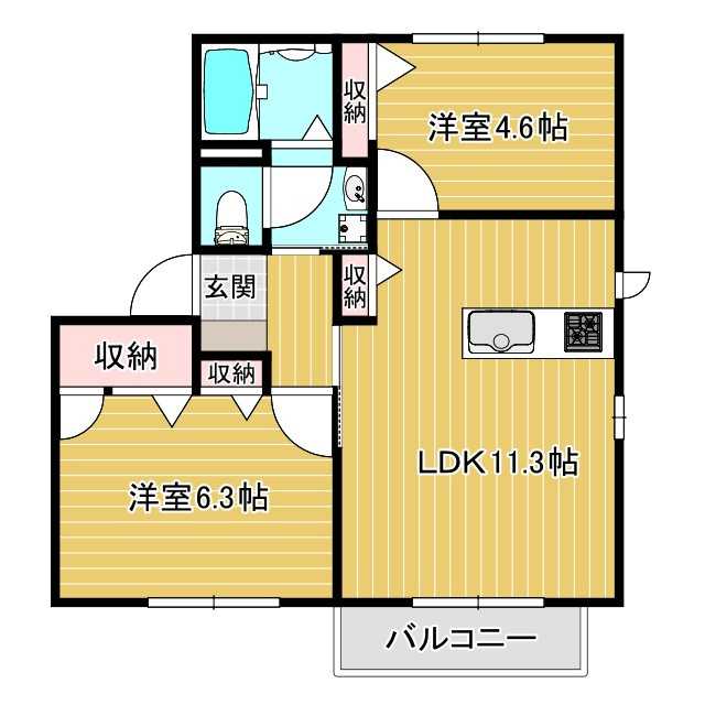 シャーメゾン魚住Bの間取り
