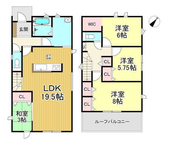 常滑市字長間　全2棟　1号棟の間取り|4LDK+WIC☆