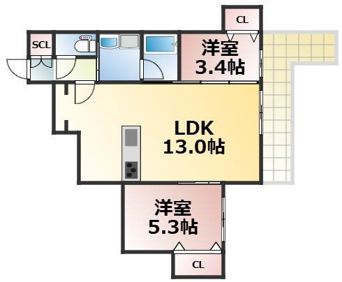 【間取り】 | Reglia今里North　仲介手数料無料