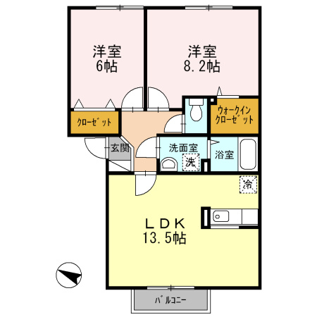 ドミール旭Bの間取り