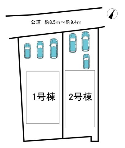 常滑市字長間　全2棟　2号棟の区画図|全2区画分譲地♪