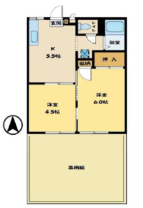 コンシェール霞ヶ関Ａの間取り|106号室の６帖のお部屋は、和室となります。
