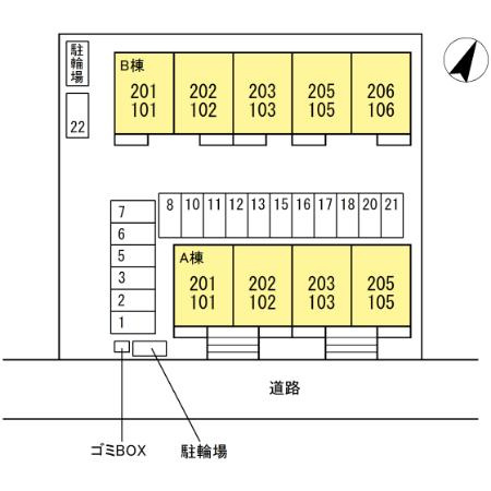 メゾン ド プリュネ Bの区画図