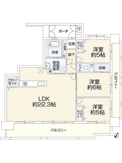 【間取り】 | シティライフ山王公園南 | リフォーム済み南向き角部屋で日当たり・通風良好！広々3LDK♪駐車場可◎