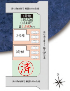 葛城市第６疋田　全4区画の区画図