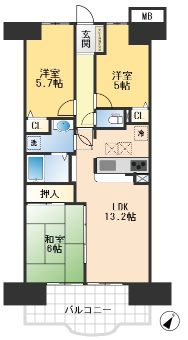 ロイヤルコート豊中壱番館の間取り
