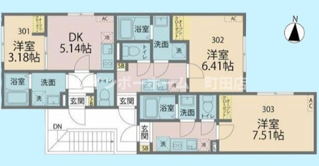 カインドネス厚木North※初期費用分割あと払いサービス利用可能物件の間取り