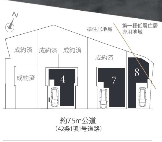【横浜市中区本牧間門30-39全8棟新築戸建て】★仲介手数料無料★（間門小学校・本牧中学校）の区画図