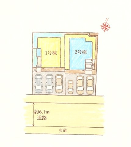 福岡市西区野方５丁目の新築一戸建の区画図