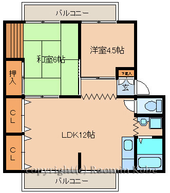 明石市魚住町住吉２丁目のアパートの間取り
