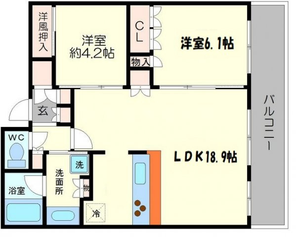 ジオタワー南堀江　日吉小学校の間取り|ジオタワー南堀江　開放感ある間取り