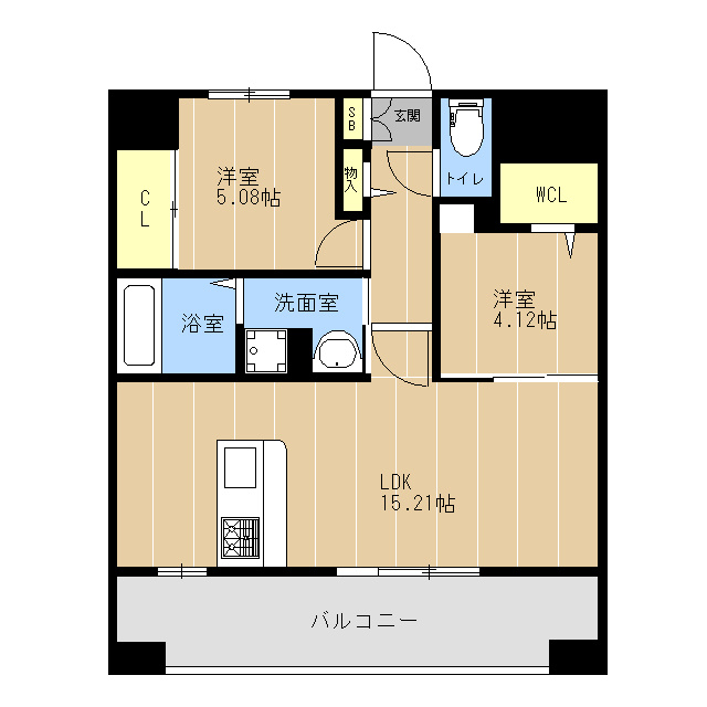 熊本市中央区萩原町の賃貸マンションの間取り