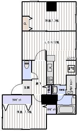 神戸市須磨区寺田町２丁目の賃貸マンションの間取り