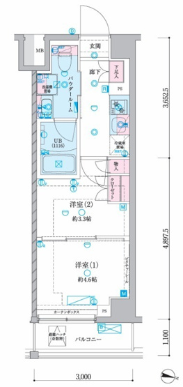 【間取り】 | ＧＥＮＯＶＩＡ押上Ⅱ