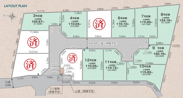 綾瀬市蓼川３丁目全１３区画の区画図|全体区画図